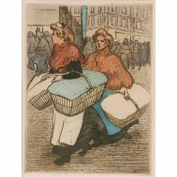 Laundresses are carrying linnen, 1898 - Theophile Steinlen