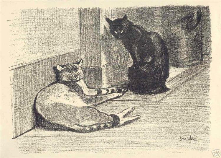 Two cats - Theophile Steinlen