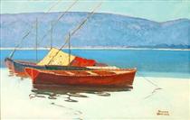 Boats in calm water - Theophrastos Triantafyllidis
