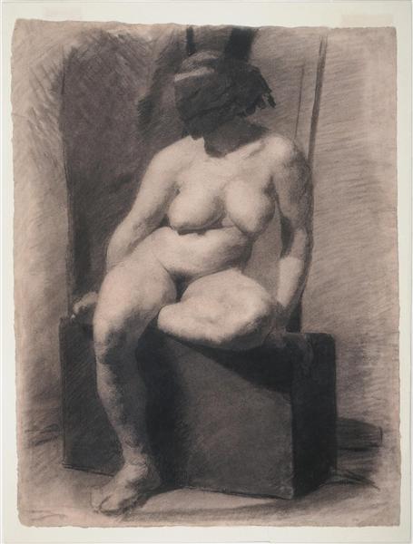 Masked nude woman, seated - 湯姆·艾金斯