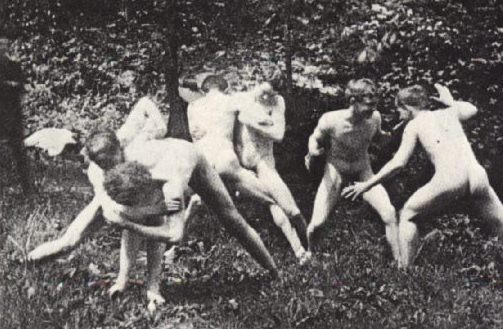 Studens wrestling in the nude, 1883 - 湯姆·艾金斯