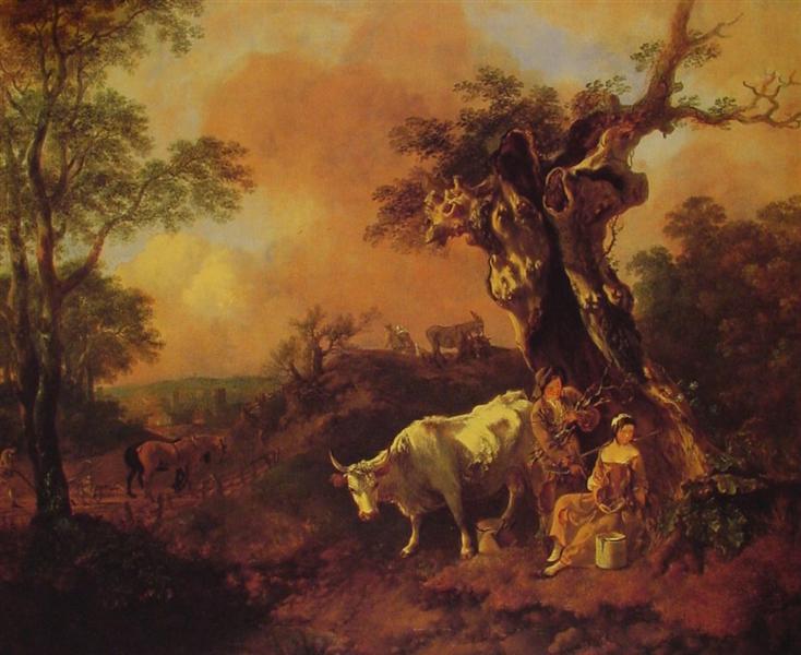 Landscape with a Woodcutter and Milkmaid, 1755 - Томас Гейнсборо