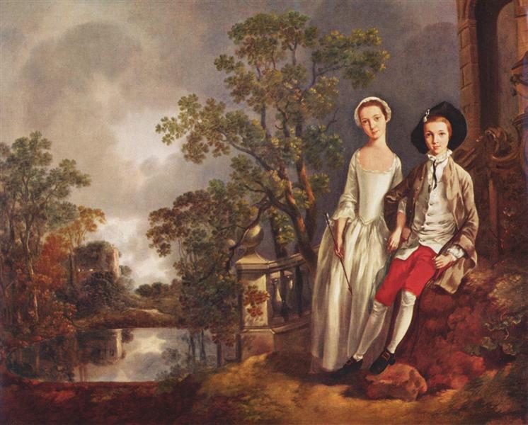 Portrait of Heneage Lloyd and his Sister, Lucy, c.1750 - 根茲巴羅