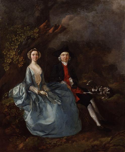 Portrait of Sarah Kirby (née Bull) and John Joshua Kirby, c.1751 - c.1752 - 根茲巴羅
