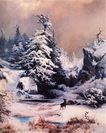 Inverno nas Montanhas Rochosas - Thomas Moran