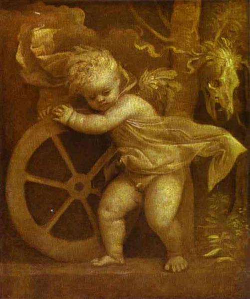 Cupid with the Wheel of Fortune, c.1520 - Ticiano Vecellio