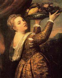 Jeune Femme avec un plateau de fruits - Titien