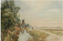 Canal scene with windmil - Tom Scott