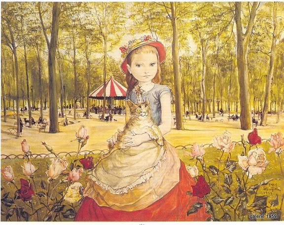 Girl in the park, 1957 - Tsugouharu Foujita