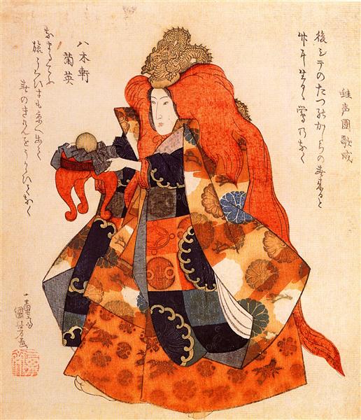 One of the daughters of the dragon king who lives in the bottom of the sea - Utagawa Kuniyoshi