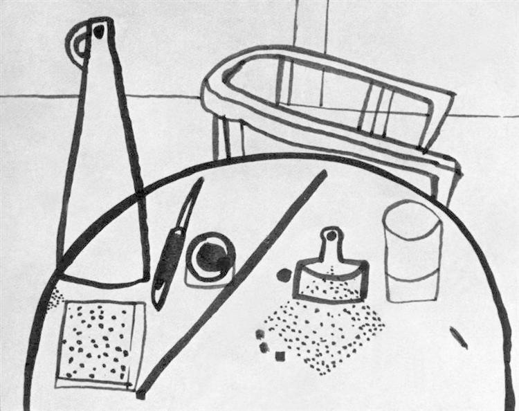 Table Still-life with Armchair, 1934 - Лайош Вайда