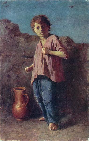 The boy, preparing for a fight, 1866 - Wassili Grigorjewitsch Perow