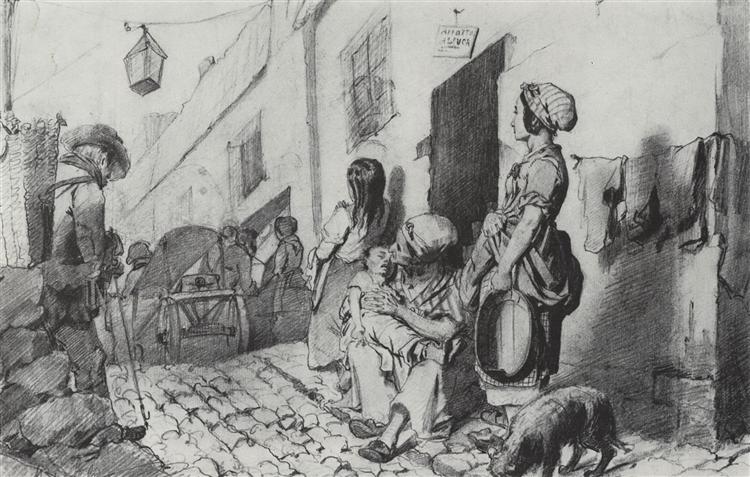 Похороны в бедном квартале Парижа, 1863 - Василий Перов