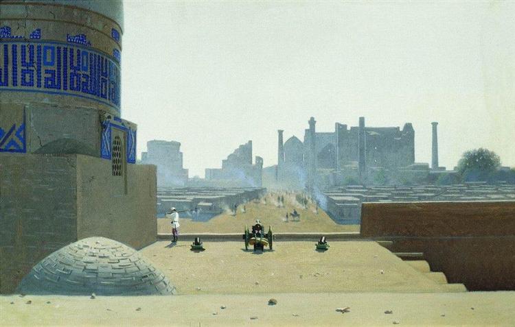 Main Street in Samarkand, from the height of the citadel in the early morning, 1869 - 1870 - Vasily Vereshchagin