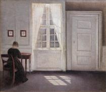 Interior from Strandgade with Sunlight on the Floor - Вильгельм Хаммерсхёй