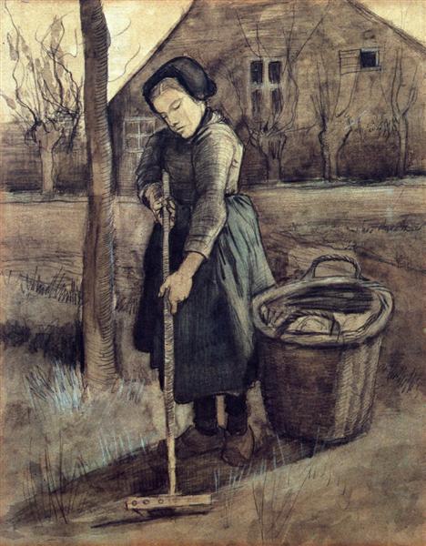 A Girl Raking, 1881 - 梵谷