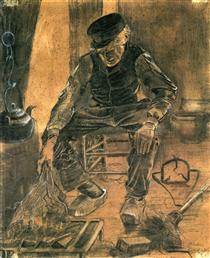 An Old Man Putting Dry Rice on the Hearth - Vincent van Gogh