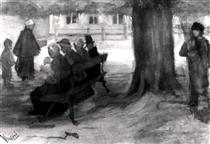 Bench with Four Persons and Baby - 梵谷