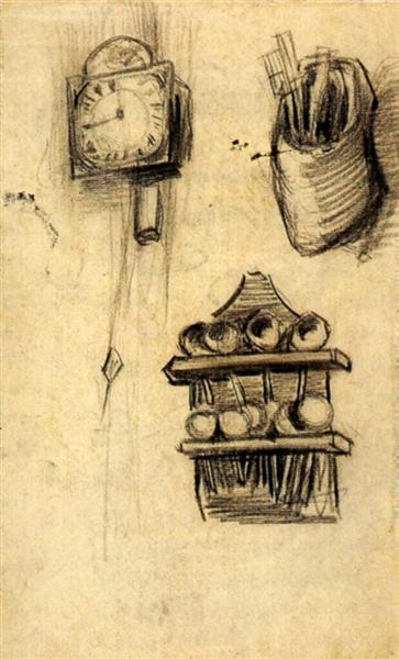 Clock, Clog with Cutlery and a Spoon Rack, 1885 - Vincent van Gogh