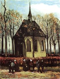 Congregation Leaving the Reformed Church in Nuenen - Vincent van Gogh