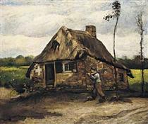 Cottage with Peasant Coming Home - Vincent van Gogh