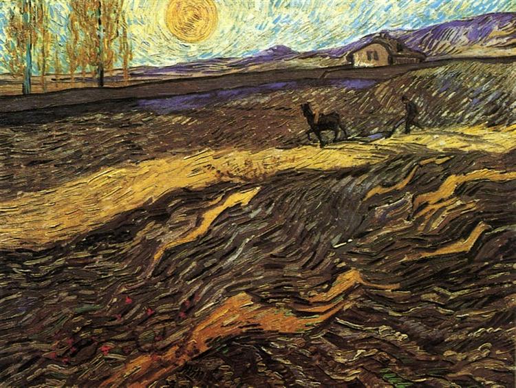 Обгороджене поле із плугатарем, 1889 - Вінсент Ван Гог