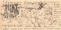 Field of Grass with Dandelions and Tree Trunks - Винсент Ван Гог