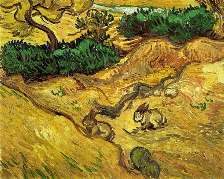 Field with Two Rabbits, 1889 - Vincent van Gogh - WikiArt.org