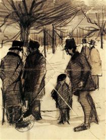 Five Men and a Child in the Snow - Vincent van Gogh