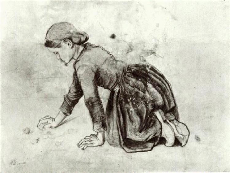Girl Kneeling, 1881 - 梵谷