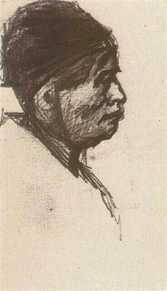 Head of a Man with Cap, 1885 - 梵谷