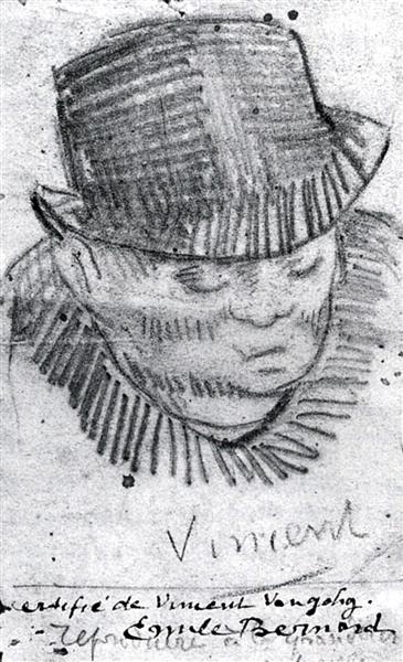 Head of a Man with Hat, 1886 - 梵谷
