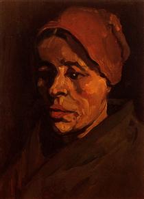 Head of a Peasant Woman with Brownish Cap - Вінсент Ван Гог