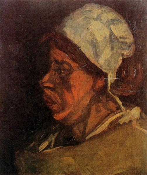 Head of a Peasant Woman with White Cap, 1885 - 梵谷