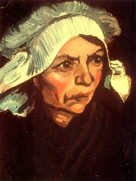Head of a Peasant Woman with White Cap, 1885 - 梵谷