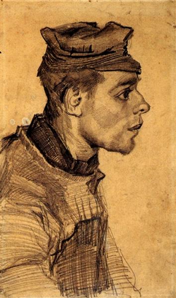 Head of a Young Man, c.1885 - 梵谷