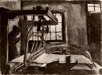 Interior with a Weaver Facing Right - Vincent van Gogh