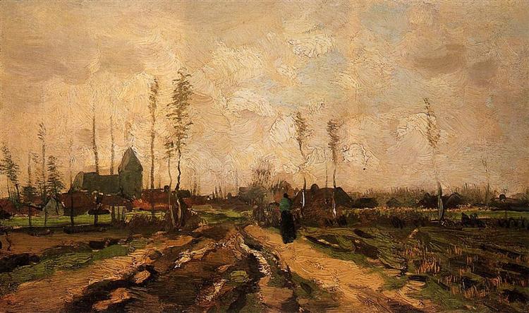 Landscape with a Church and Houses, 1885 - Вінсент Ван Гог