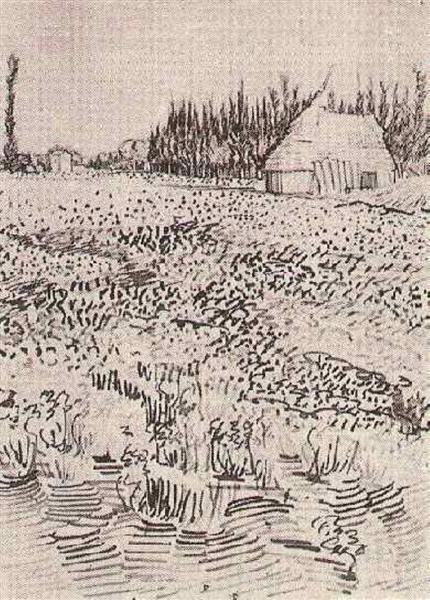 Landscape with Hut in the Camargue, 1888 - Винсент Ван Гог