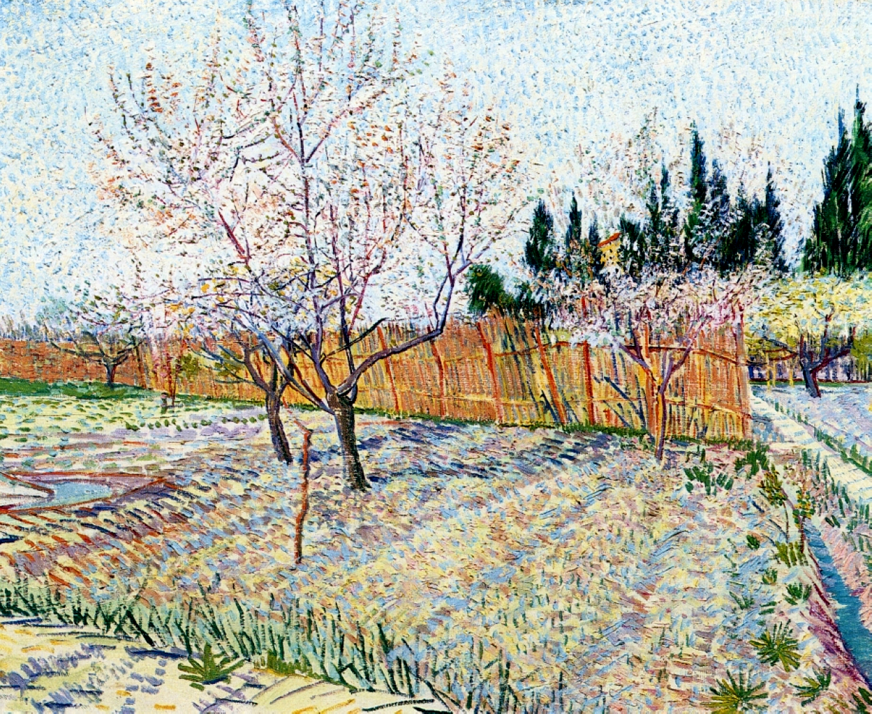 Orchard with Peach Trees in Blossom, 1888 - Vincent van Gogh - WikiArt.org