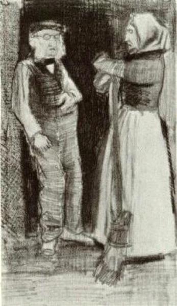 Orphan Man Talking with Woman Sien, 1883 - 梵谷