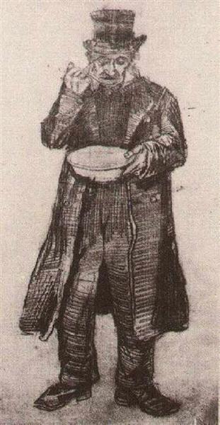 Orphan Man with Top Hat, Eating from a Plate, 1882 - Винсент Ван Гог
