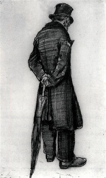 Orphan Man with Umbrella, Seen from the Back, 1882 - 梵谷