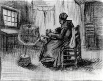 Peasant Woman Reeling Yarn - 梵谷