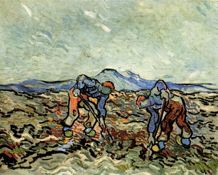Peasants Lifting Potatoes, 1890 - Винсент Ван Гог