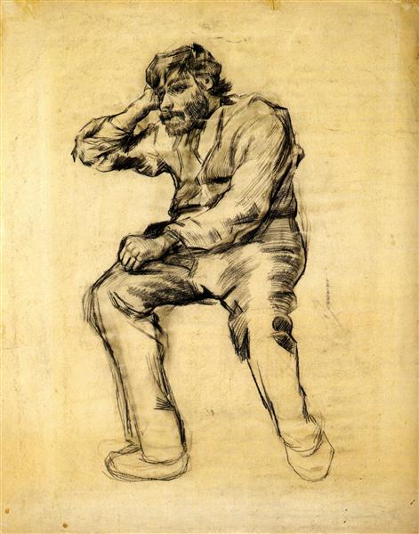 Seated Man with a Beard, 1886 - 梵谷