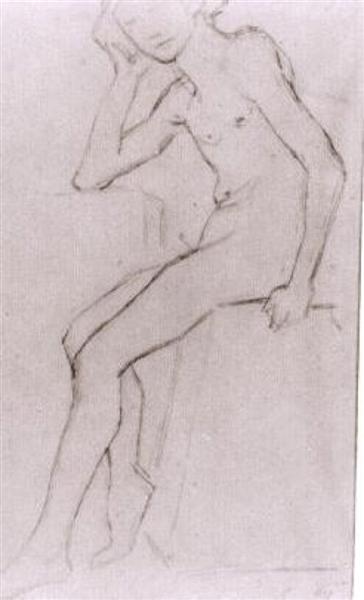Сидяча оголена, 1890 - Вінсент Ван Гог