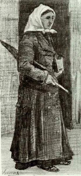 Sien with Umbrella and Prayer Book, 1882 - Вінсент Ван Гог