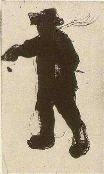 Silhouette of a Man with a Rake - 梵谷