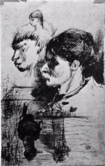 Sketches of Heads - Vincent van Gogh